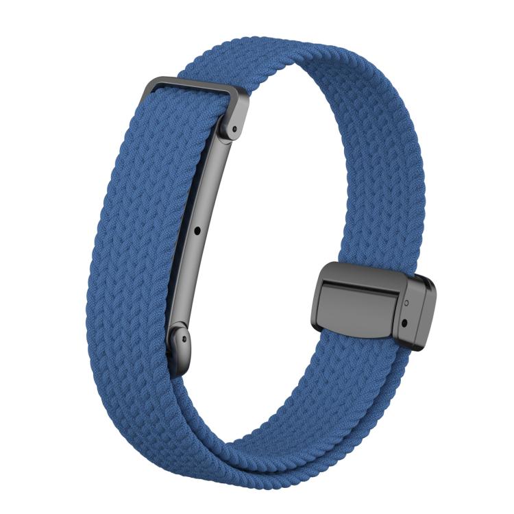 Metal Case Hybrid Magnetic Clasp Elastic Woven Nylon Watch Band — Black