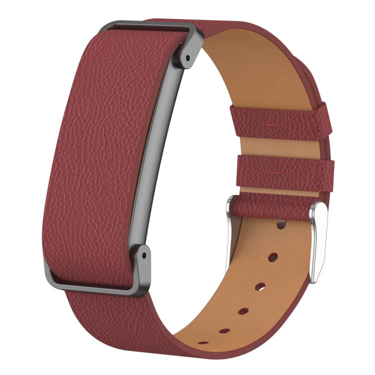 Metal Case Hybrid Lychee Textured Vegan Leather Watch Band — Pine Green