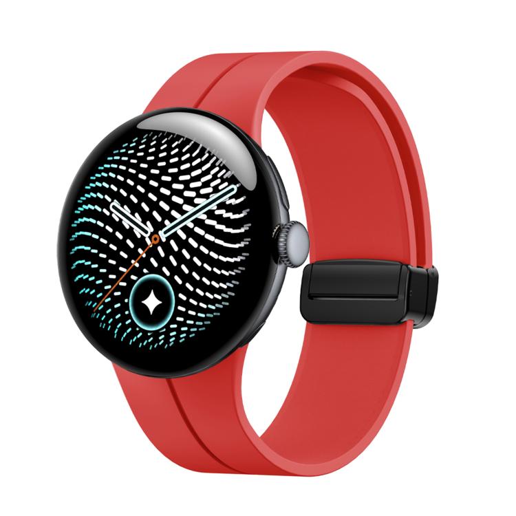 Folding Magnetic Clasp Silicone Watch Band — Black