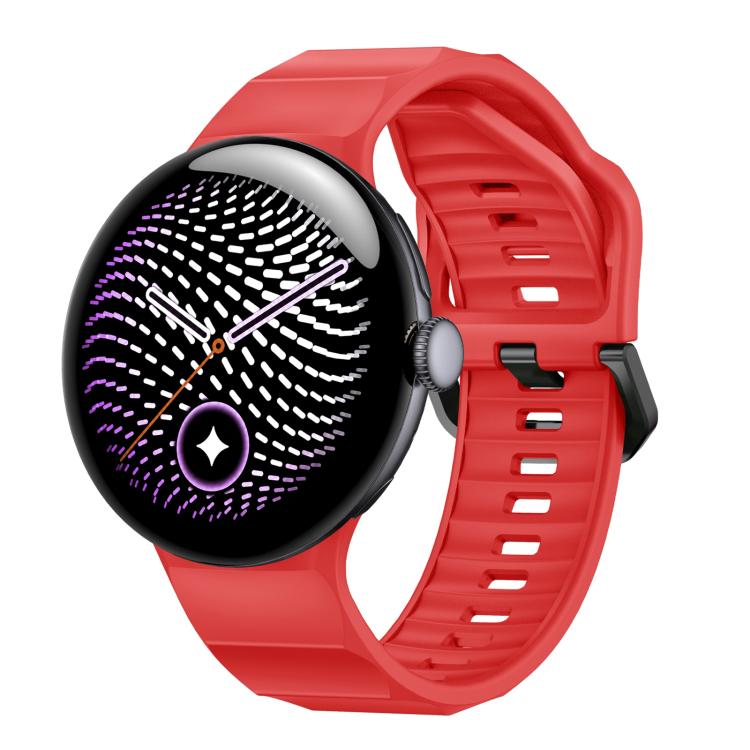Wave Texture Solid Color Silicone Watch Band — Orange