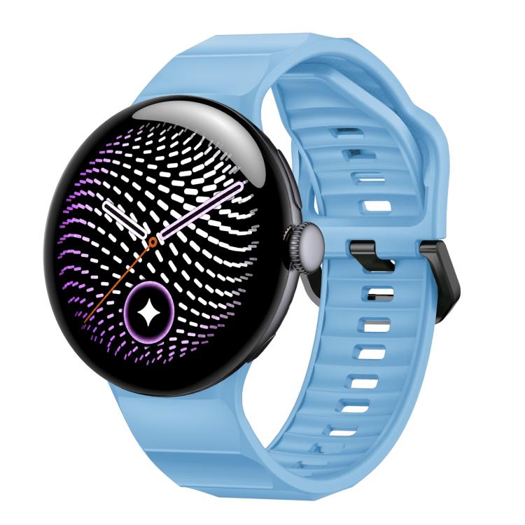 Wave Texture Solid Color Silicone Watch Band — Dark Blue