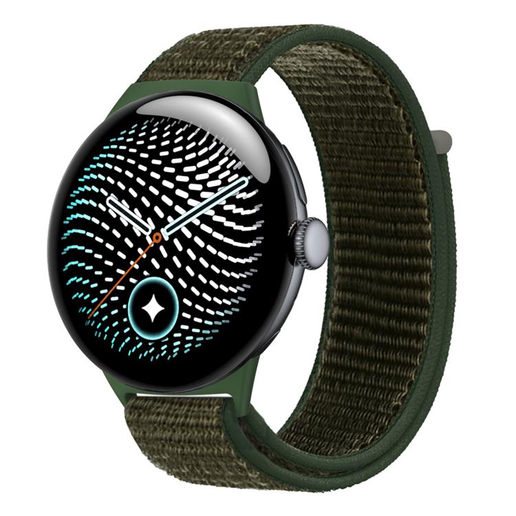 Nylon Woven Hook and Loop Fastener Watch Band — Gray White