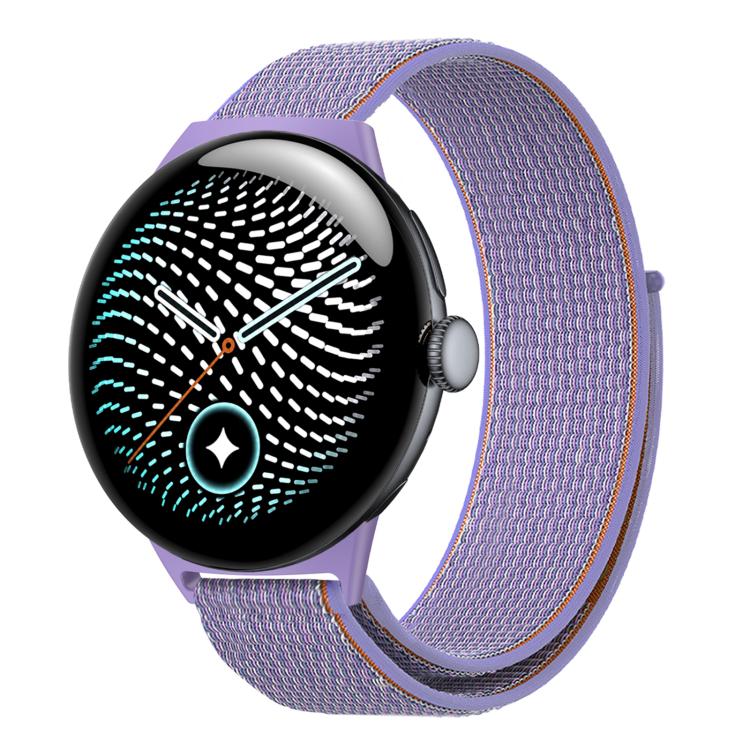 Nylon Woven Hook and Loop Fastener Watch Band — Fluorescent Green Blue
