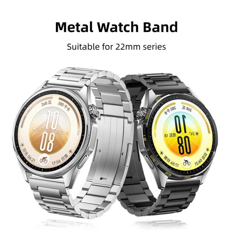 Three-Beads Press Folding Clasp Stainless Steel Watch Band