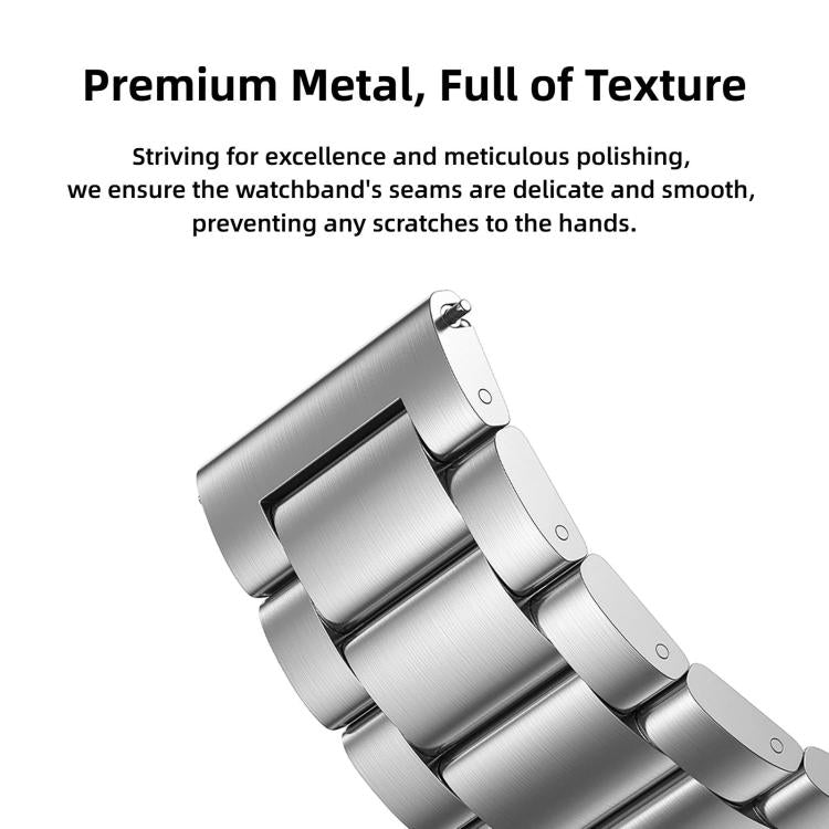 Three-Beads Press Folding Clasp Stainless Steel Watch Band