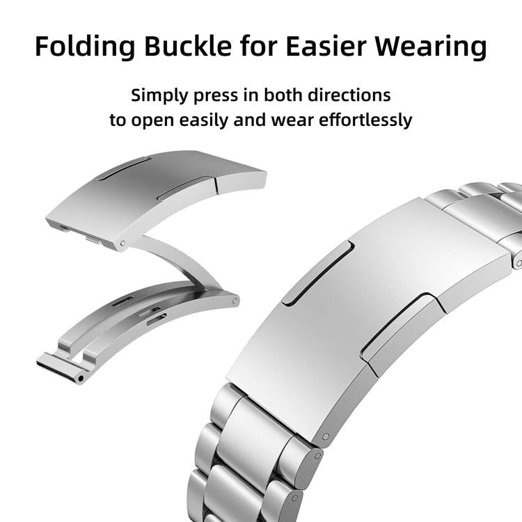 Three-Beads Press Folding Clasp Stainless Steel Watch Band