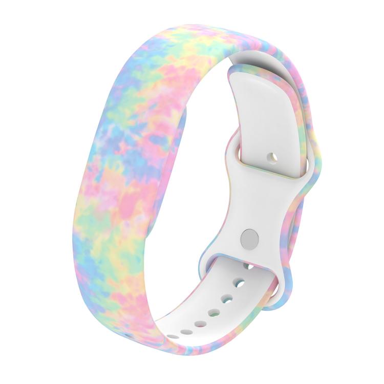 Butterfly Buckle Printed Silicone Watch Band — Birds Singing Flowers Blooming