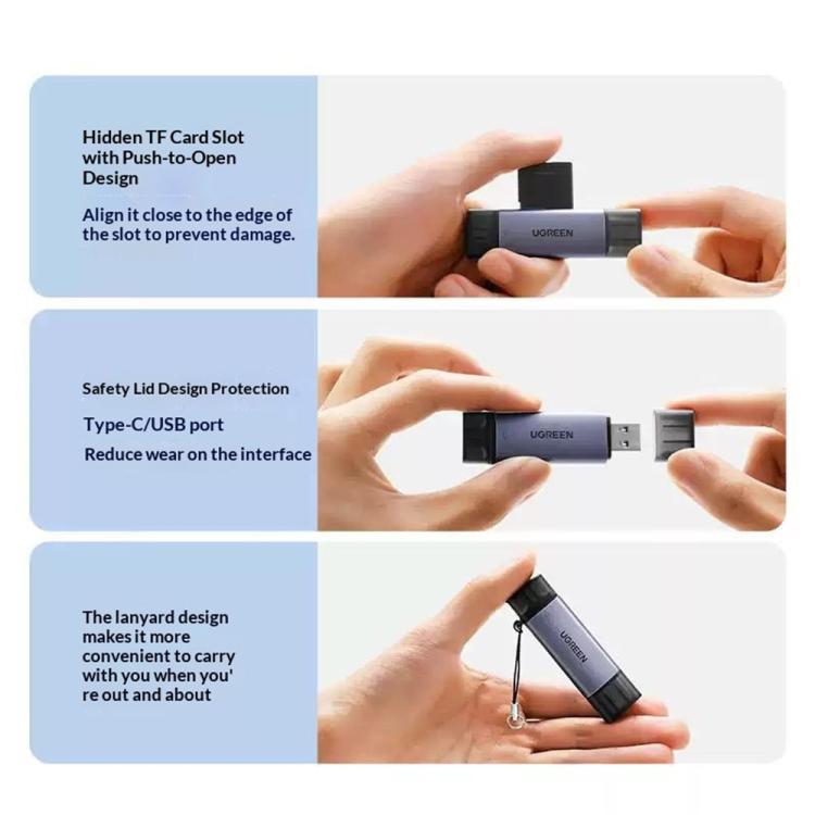 UGREEN CM185 Type-C & USB 3.0 SD TF Dual Slot Card Reader