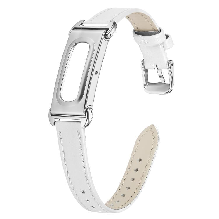 Metal Case Integrated Pointed Tail Genuine Leather Watch Band