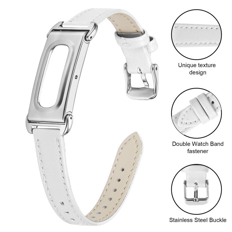 Metal Case Integrated Pointed Tail Genuine Leather Watch Band