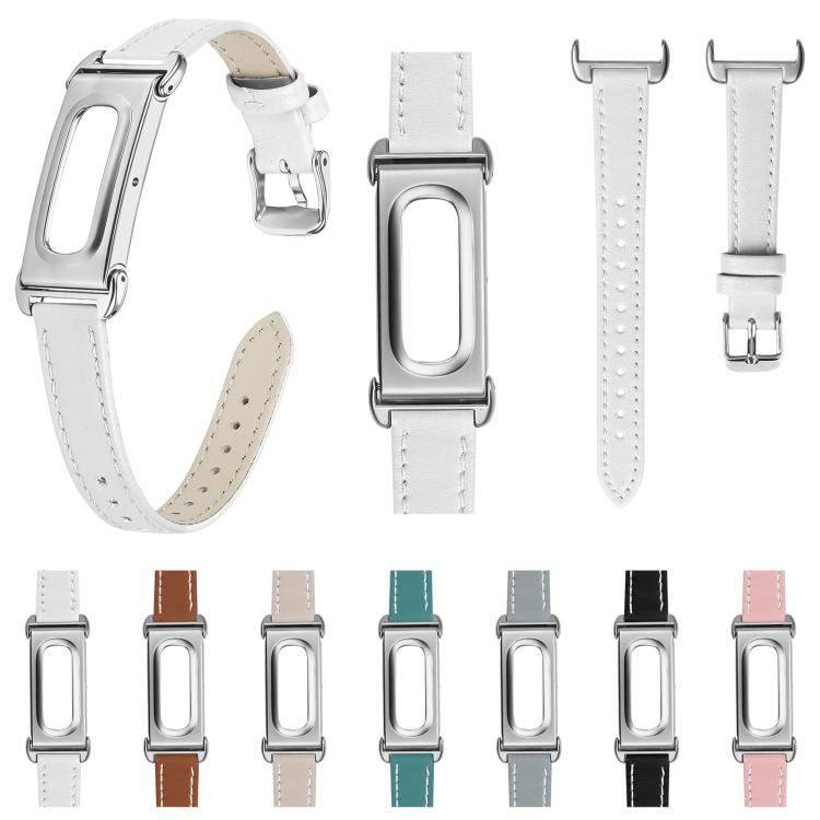 Metal Case Integrated Pointed Tail Genuine Leather Watch Band