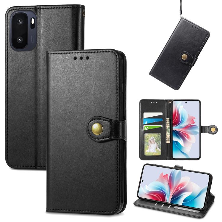 Retro Solid Color Buckle Leather Phone Case