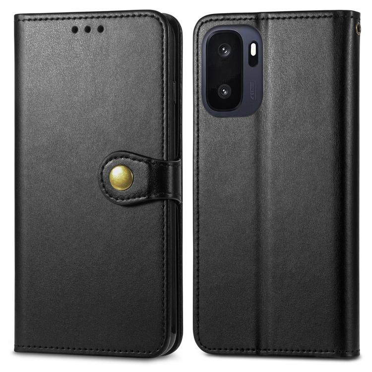 Retro Solid Color Buckle Leather Phone Case