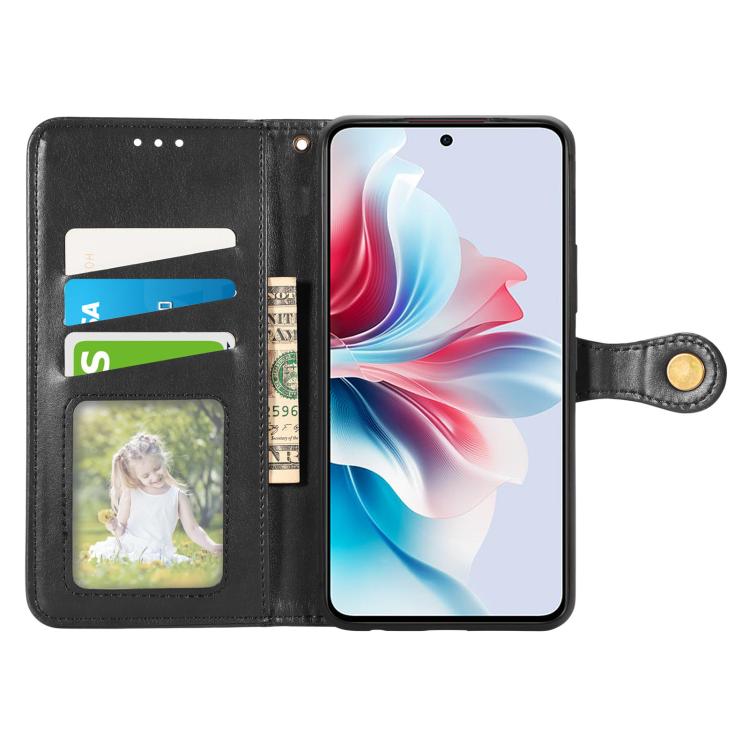 Retro Solid Color Buckle Leather Phone Case