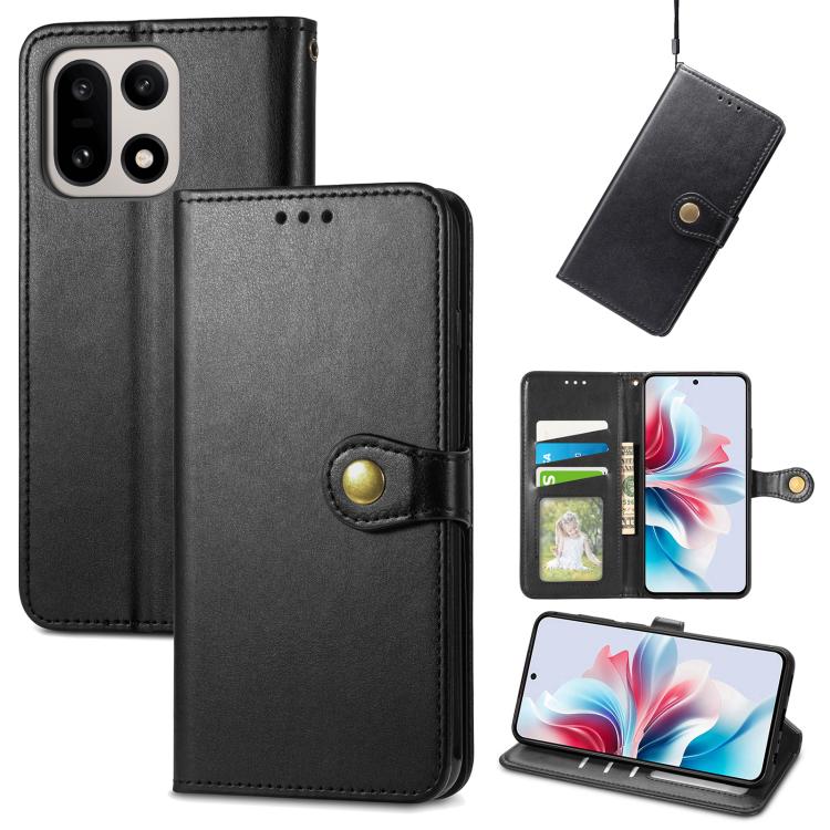 Retro Solid Color Buckle Leather Phone Case