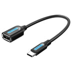 VENTION CCS Series 0.15m USB 2.0 Type-C Male to USB-A Female 480Mbps Transfer OTG Data Cable — Type-C M to USB-A F
