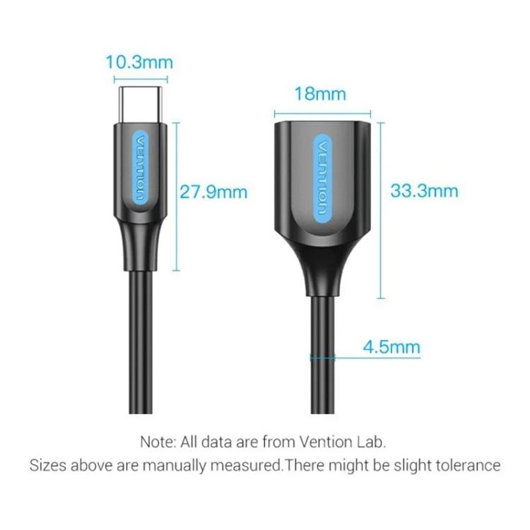 VENTION CCS Series 0.15m USB 2.0 Type-C Male to USB-A Female 480Mbps Transfer OTG Data Cable — view 15