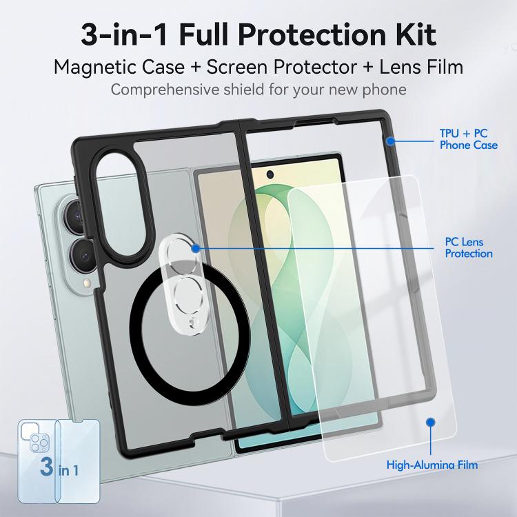 3 in 1 Set Magnetic Phone Case with Screen Film + Lens Protector
