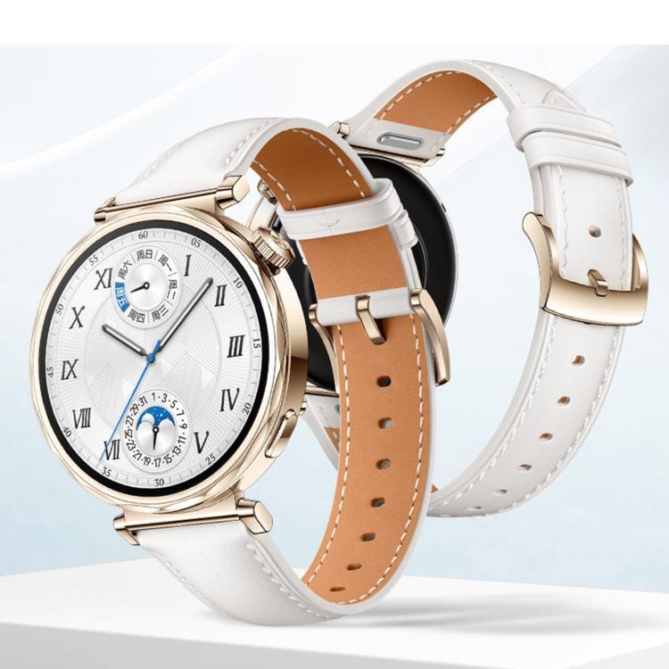 Press Button Pin Buckle Flat Tail Genuine Leather Watch Band