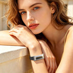 Metal Case Integrated Double Studs Genuine Leather Watch Band