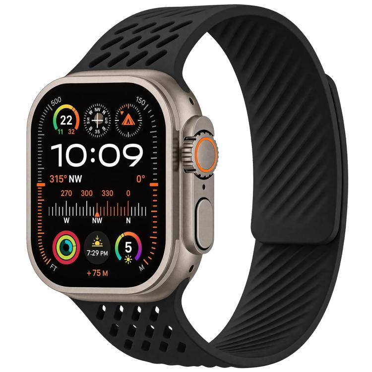 Diagonal Texture Perforated Magnetic Silicone Watch Band