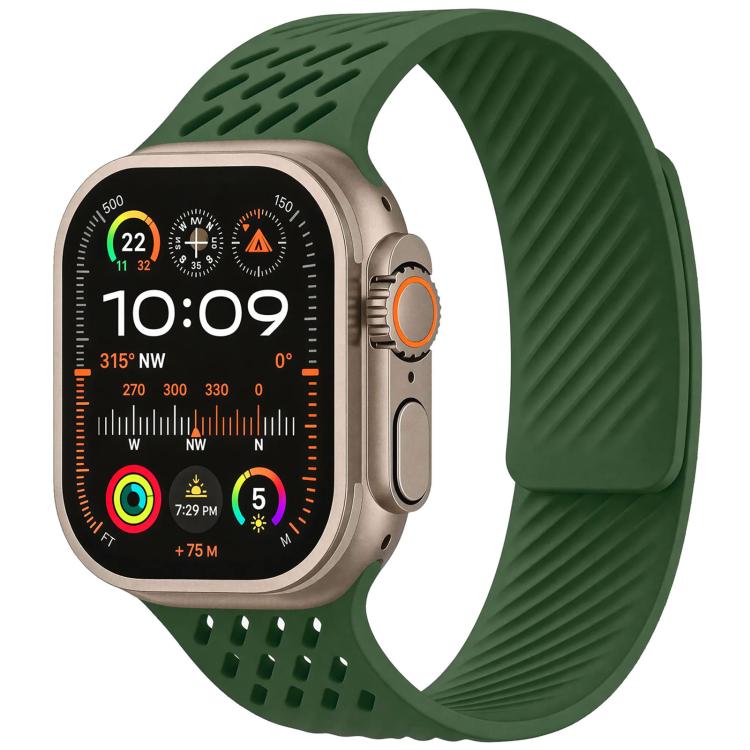 Diagonal Texture Perforated Magnetic Silicone Watch Band