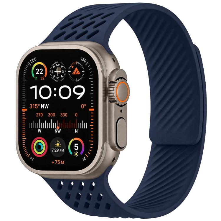Diagonal Texture Perforated Magnetic Silicone Watch Band