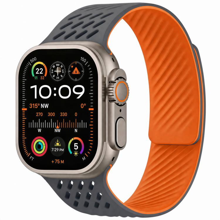 Diagonal Texture Perforated Magnetic Silicone Watch Band