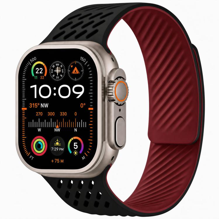 Diagonal Texture Perforated Magnetic Silicone Watch Band