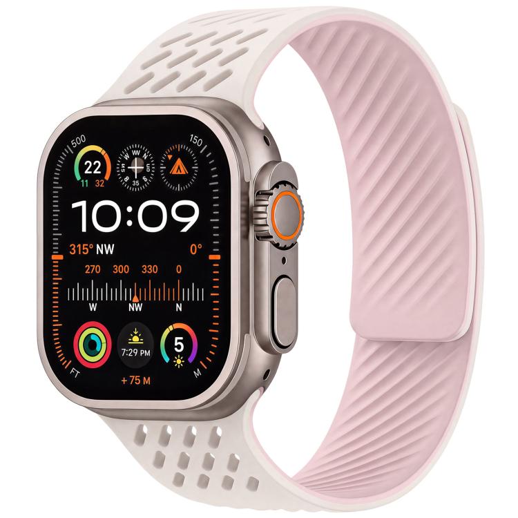 Diagonal Texture Perforated Magnetic Silicone Watch Band