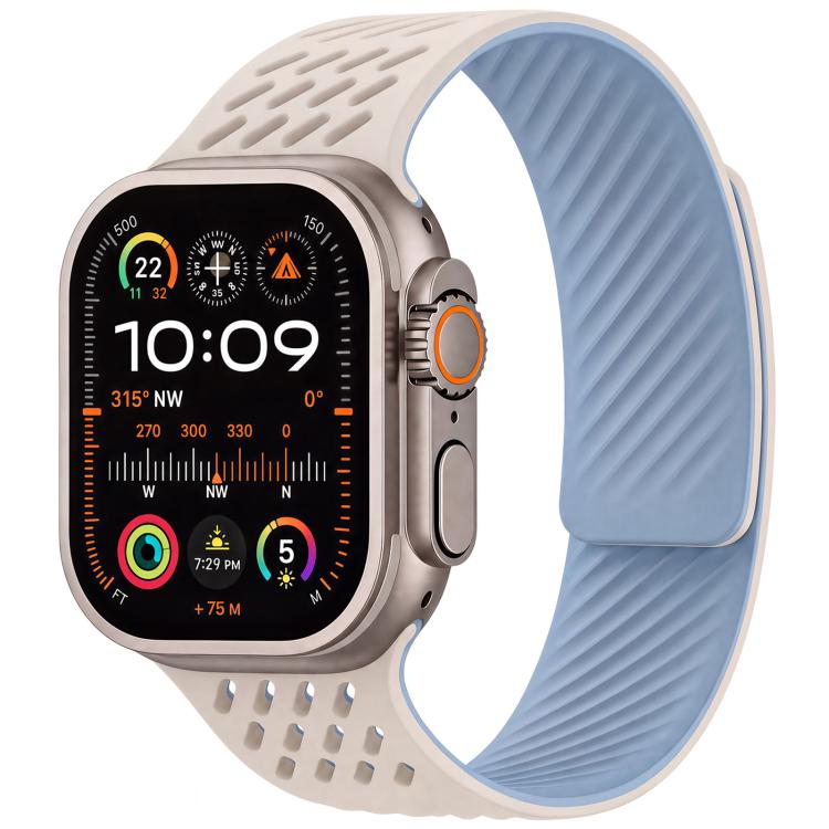 Diagonal Texture Perforated Magnetic Silicone Watch Band