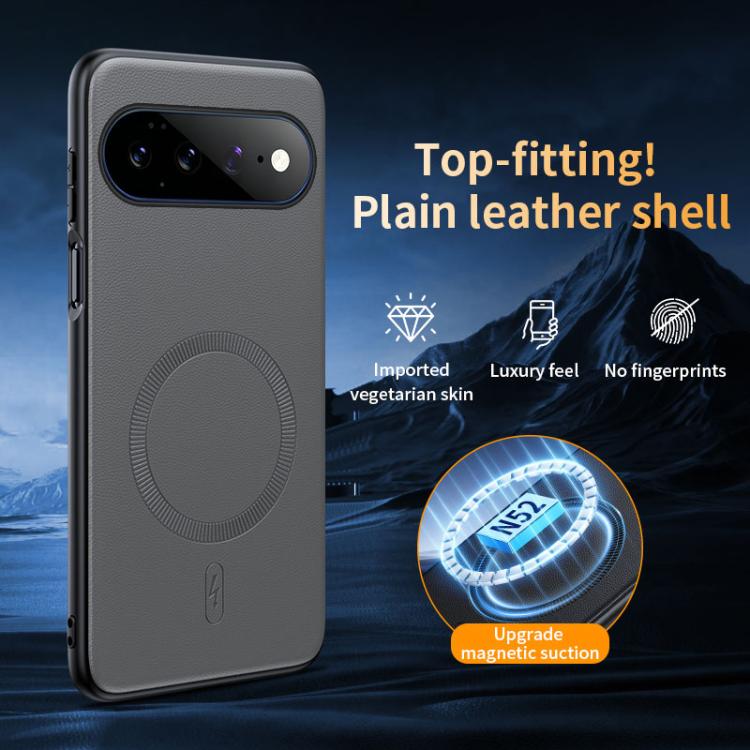 Plain Leather MagSafe Shockproof Phone Case