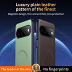 Plain Leather MagSafe Shockproof Phone Case