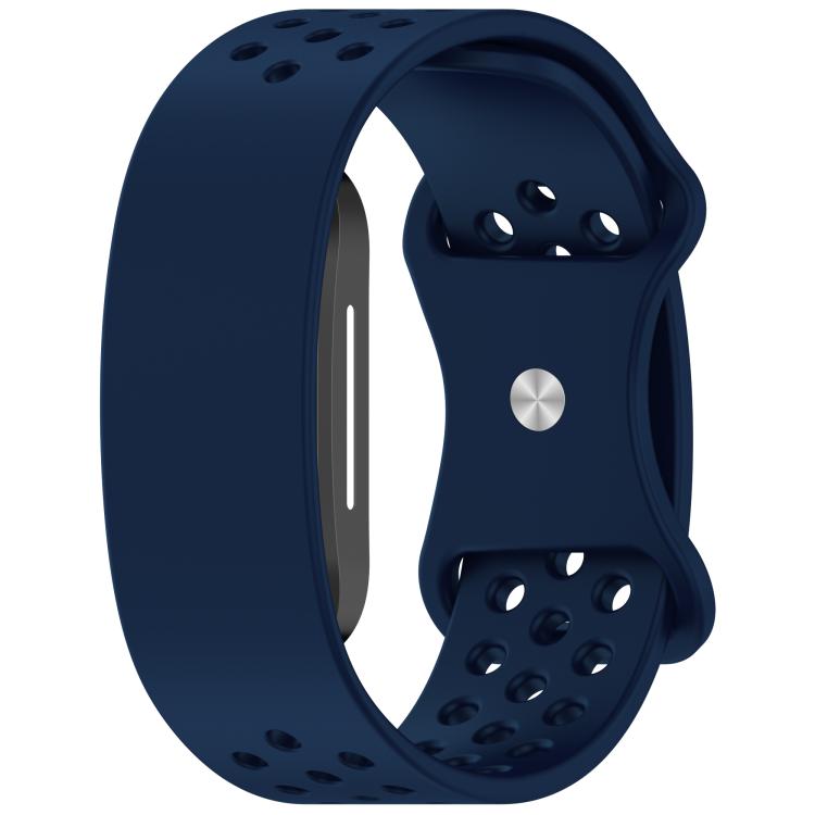 Butterfly Buckle Breathable Perforated Silicone Watch Band — Light Blue