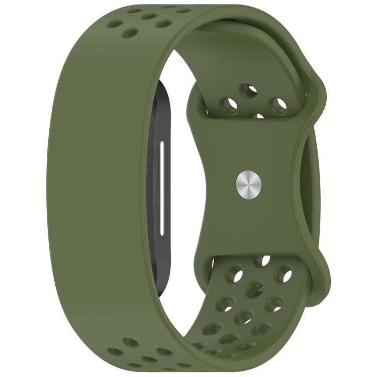 Butterfly Buckle Breathable Perforated Silicone Watch Band — Lime Green