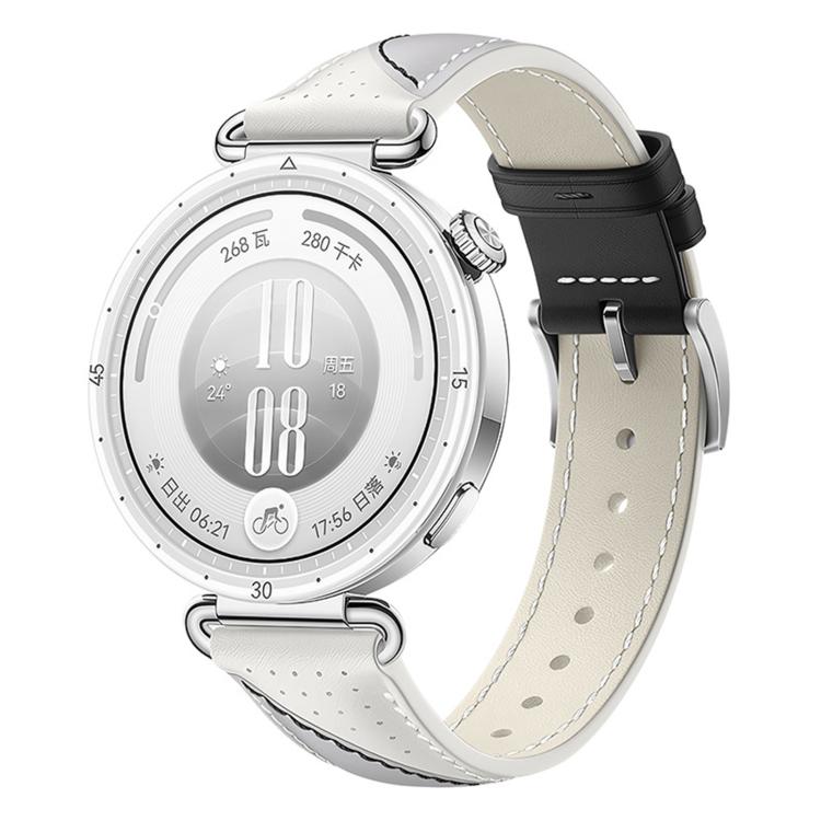 Spring Bar Style Pin Buckle Two-Tone Genuine Leather Watch Band — 18mm