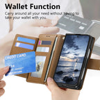 Flowers Leaves Zipper Wallet Leather Phone Case — Pink