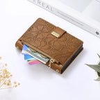 Flowers Leaves Zipper Wallet Leather Phone Case — Beige