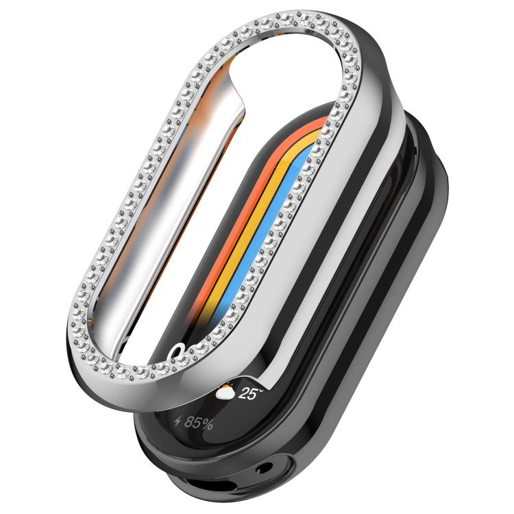 Single Row Diamond Half Coverage Hollow PC Watch Case — Silver