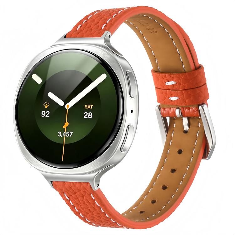 Slim Lychee Texture Pin Buckle Genuine Leather Watch Band