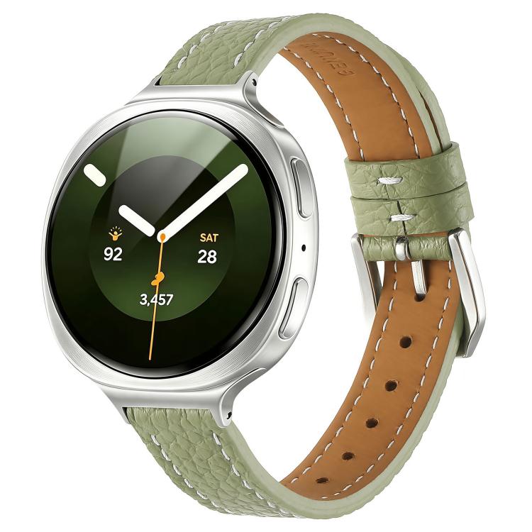 Slim Lychee Texture Pin Buckle Genuine Leather Watch Band