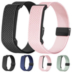 Metal Frame Magnetic Clasp Wave Pattern Elastic Nylon Watch Band