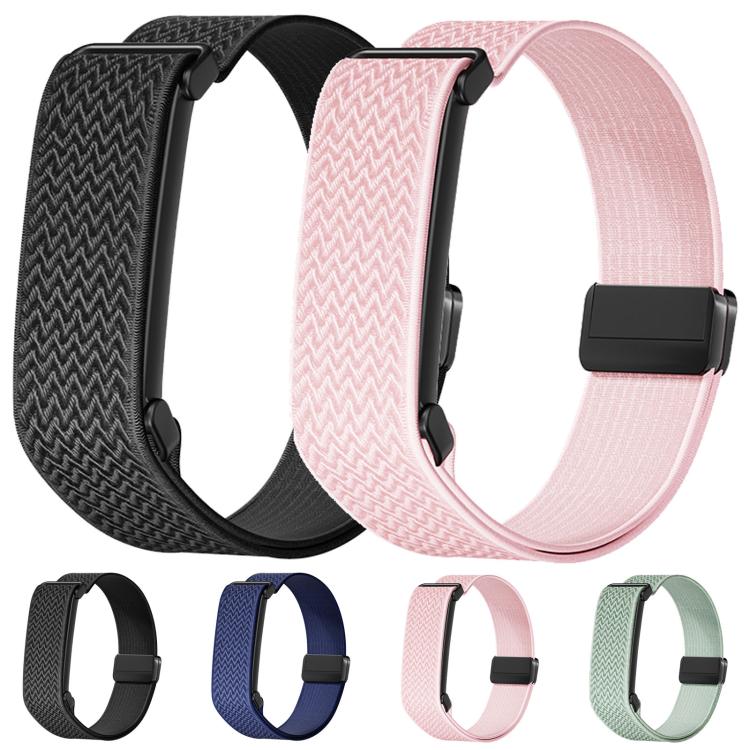 Metal Frame Magnetic Clasp Wave Pattern Elastic Nylon Watch Band