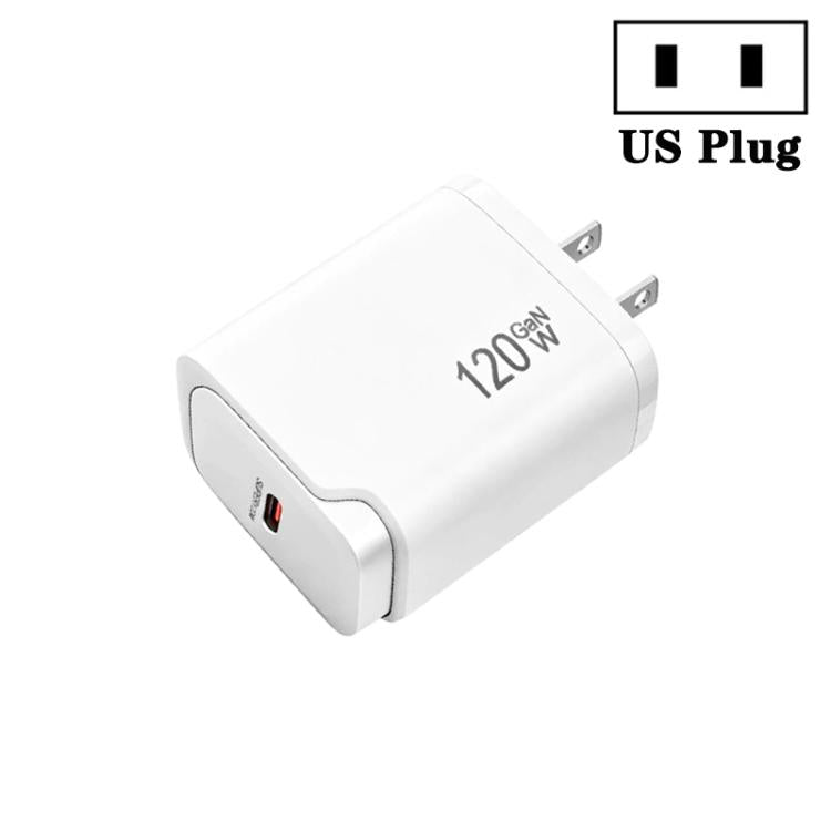 PD48 GaN 120W USB-C Fully Compatible Protocol Charger for Laptops, US Plug — Black