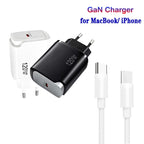 PD48 GaN 120W USB-C Laptop Power Supply with USB-C to USB-C Data Cable，EU Plug — Black