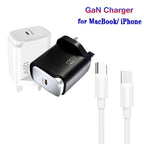 PD48 GaN 120W USB-C Laptop Power Supply with USB-C to USB-C Data Cable，UK Plug — Black