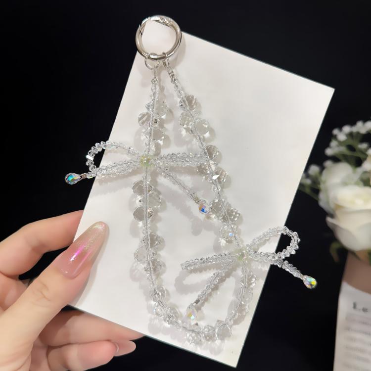 Woven Bow Iridescent Crystal Phone Chain