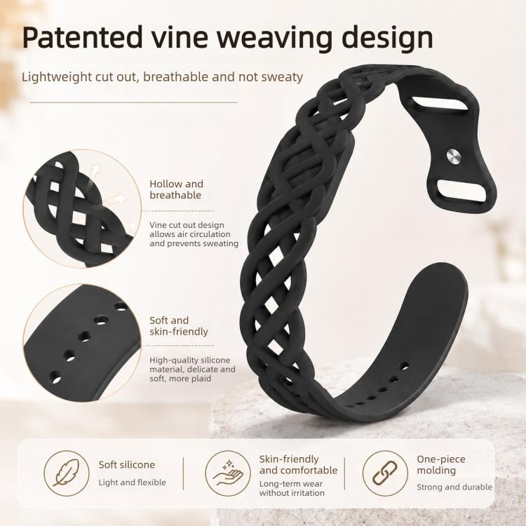Vine Woven Design Butterfly Buckle Silicone Watch Band