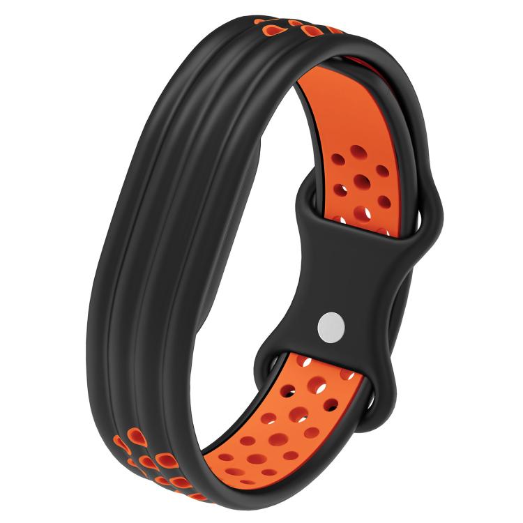 Perforated Butterfly Buckle Two Color Silicone Watch Band