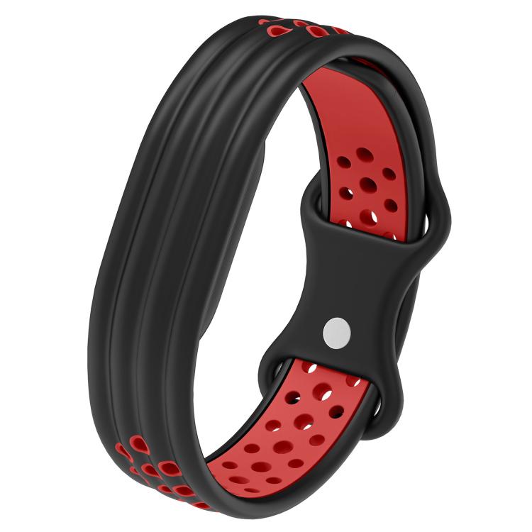 Perforated Butterfly Buckle Two Color Silicone Watch Band